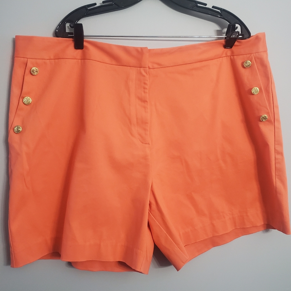 Marilyn Monroe Women's Plus Coral Shorts with Gold Buttons NWT SMALL FLAW Sz 20W